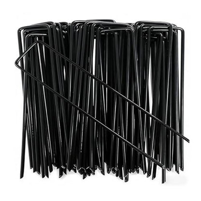 30-Pack 4 Inch 11 Gauge Black Galvanized Landscape Staples U-Shaped Anti-Rust Ground Garden Stakes Pins for Weed Barrier, Irrigation Tubing, Lawn & Tent - color: black, size: 4in
