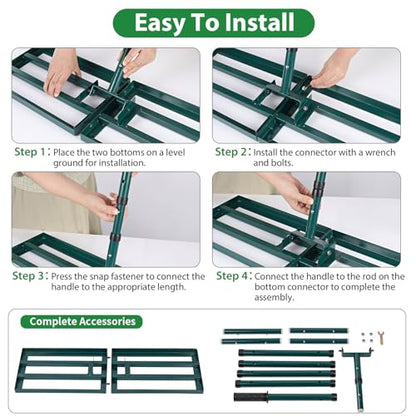 Lawn Leveling Rake,Stainless Steel Lawn Leveler with 30”x10” Ground Plate, 78” Adjustable Long Handle, Level Yard Tool for Grass, Golf Field, Level Soil or Dirt Ground Surfaces-Green - style: 30"x10" Medium