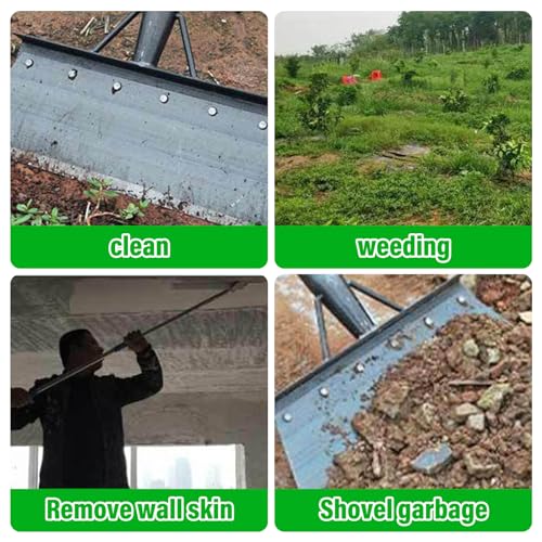 Metal Snow Shovel,Multifunctional Cleaning Shovel Long Handle Steel Flat Shovel for Landscaping, Farm Weeding Tool, Ice Scraper for Outdoor Camping Weeding Planting