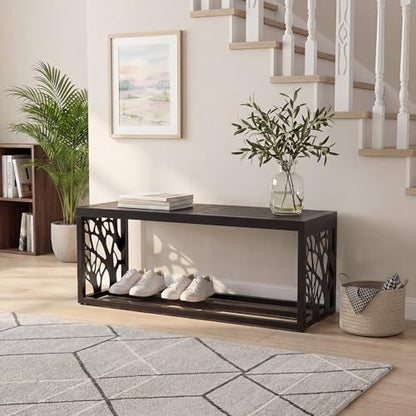 37" Outdoor Storage Bench, HDPE Seat, Steel Frame, Tree - style: small - Tree of Life