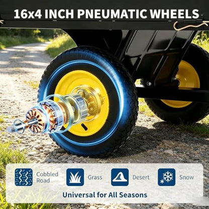Heavy-Duty Steel Garden Dump Cart, 17 Cu. Ft. Utility Trailer,750 lb Capacity, Removable Sides, Quick-Release Foot Pedal, Universal Hitch, 16" All-Terrain Tires, Compatible with Lawn Mower, ATV