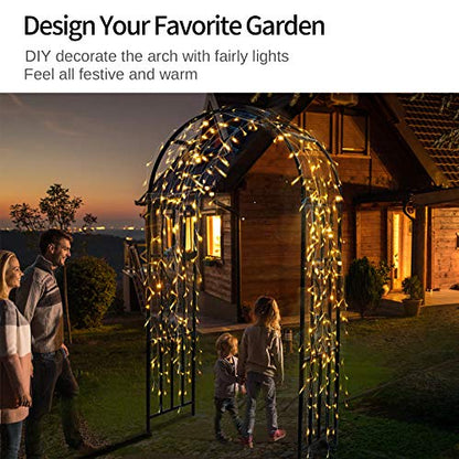 SCENDOR Metal Garden Arbor, Curved Iron Trellis Arch, Outdoor for Climbing Plants & Wedding Ceremony