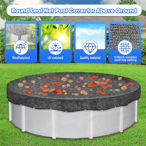 18ft Round Pool Leaf Net Cover - Above Ground Pool Cover, Black - size: 18ft