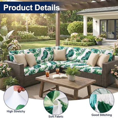 Smiry Waterproof Patio Cushion Covers, Stretch Outdoor Furniture Covers - color: Green, size: 4PCS