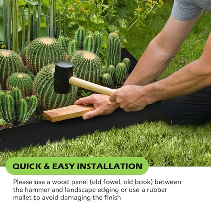 6PCS Galvanized Steel Landscape Edging Kit, 40" L x 12.5" H (20ft Total) Steel Landscape Lawn Edging for Lawn Yard, Coated Bendable Metal Strips, No-Dig Hammer-in Edging Border w/7Clips - style: 40" L x 12.5" H,Black