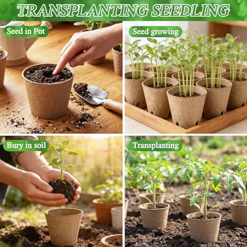 120 Pcs Round Peat Pots 2.4"+3.14"+4" Plant Starter Nursery Pot with Drainage Holes Garden Germination Seedling Pots with 120 Plant Labels for Indoor Outdoor Gardens - size: 2.4 + 3.14 + 4 Inch