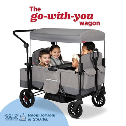 Radio Flyer Pathfinder 4-Seat Stroller Wagon, for Kids 6+ Months, UV Canopy - size: 4 Seats