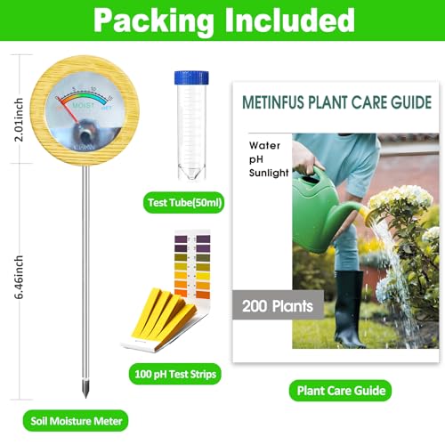 Soil Moisture Meter - Included 200+ Plants Care Guide, 80 pH Test Strips & Sample Tube, Soil Water Tester, Soil Hygrometer Sensor Tool for Garden, Lawn, Farm Plants Care, No Battery Needed - color: Light Wood