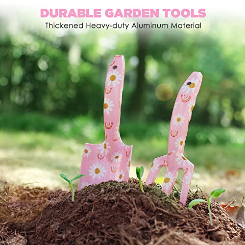 WORKPRO Aluminum Garden Tool Set, 4PCS Heavy Duty Gardening Tools - style: Pink