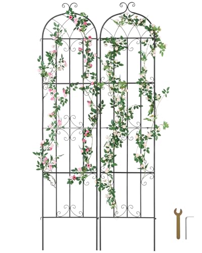 VEVOR Garden Trellis for Climbing Plants, 87 x 20 in, 2 Packs Rustproof Metal Garden Flower Trellis, Outdoor Climbing Rose Cucumbers Support, Decorative Clematis Trellis for Courtyards Lawns - size: 87''H x 20''W, style: 2Packs
