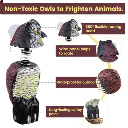 Owl Decoys to Scare Birds Away, Waterproof Owl Statue for Garden - size: Large