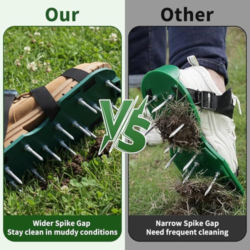 Aeration Shoes for Lawn Aerator Shoes with Metal Buckl, Shoe Spikes for Grass, Heavy Duty Aerating Shoes for Lawn Patio Garden - One Size Fits All