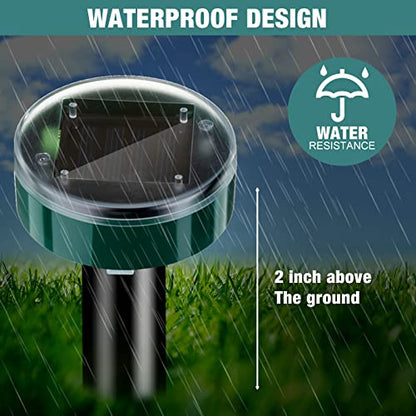 28 Pcs Solar Mole Repellent Ultrasonic Outdoor Deterrent Spikes,Round - color: Round