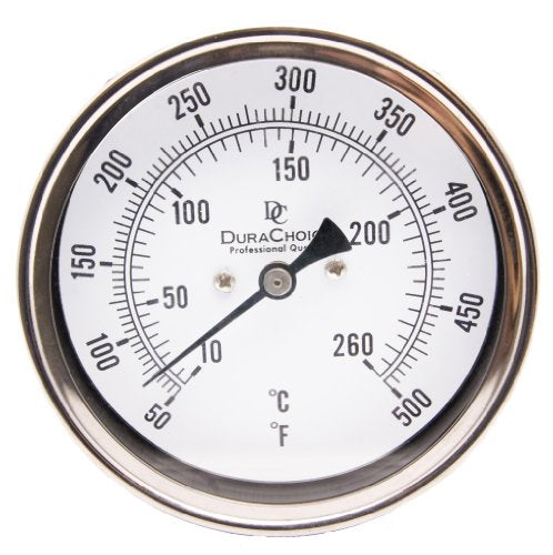 Bimetal Thermometer 5" Face x 9" Stem, 50-500°F Calibration Dial - size: [9" Stem, 50-500°F]