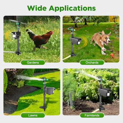 Motion Activated Sprinkler, Solar Powerd Cat Repellent w/Water Sprinkler, Black Sprinklers Yard for Adjusted (0-270°, Motion Sprinkler Animal Deterrent for Repel Critters but Also Water Lawns