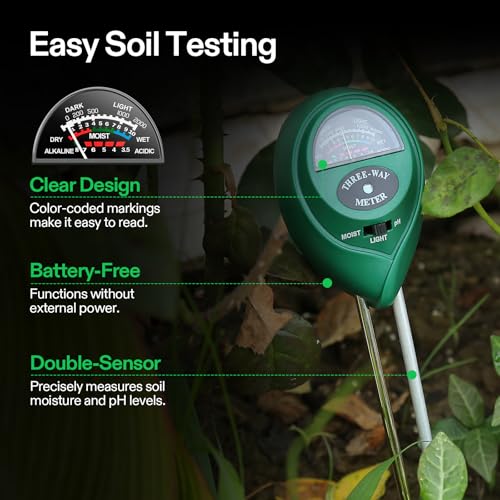 VIVOSUN Digital pH Meter, 3-in-1 TDS/EC/Temperature Meter, 3-in-1 Soil Moisture/pH/Light Tester Combo for Home, Garden and Hydroponics - color: Black-White-Green