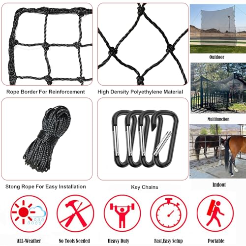 Baseball Softball Backstop Nets, Heavy Duty Sports Netting - size: 10x40 FT