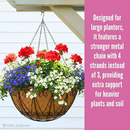 LaLaGreen Coco Hanging Baskets (18 in, 2 Pack) Black Wire Flower Pot Holder - size: 18" x 2 Pack