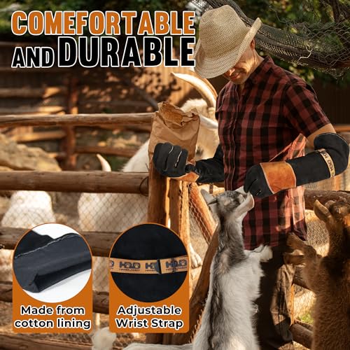 Animal Handing Gloves- Bite Proof, Puncture & Scratch Resistant for Safe Handling, Garden Gloves - color: Black-coffee, size: 24-inches