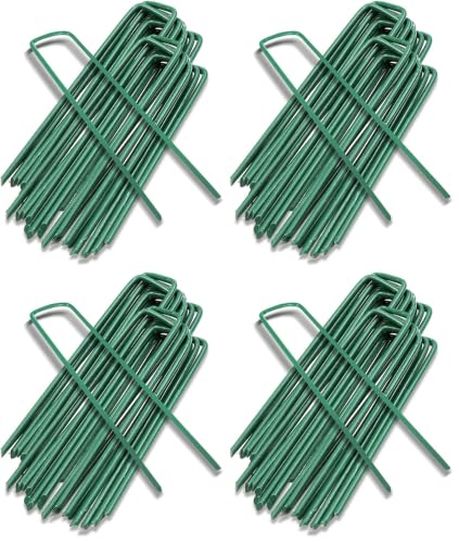 Yeasing Garden Pegs Pins Ground Stakes Staples Spikes U Shaped Landscape Securing Nail Pin Lawn Fabric Netting Matting 6Inch 20PCS (Pack of 4) - size: 6 inch (Pack of 4)