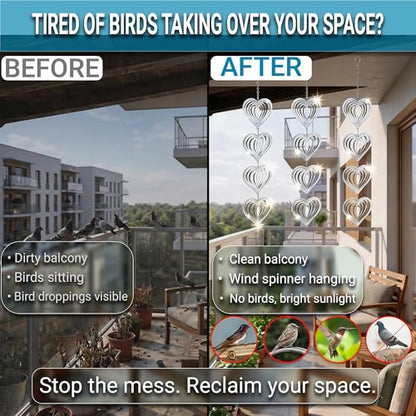 Reflective Bird Deterrents for Outside, Woodpecker Repellent - size: Heart