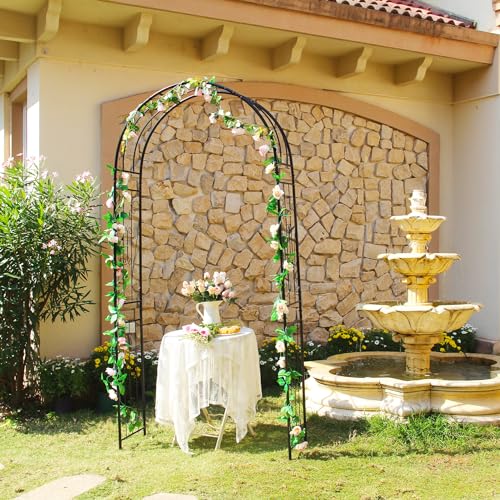 Metal Garden Arch Arbor, 94.5" H x 45.3" W, for Climbing Plants - color: Black Arch-C