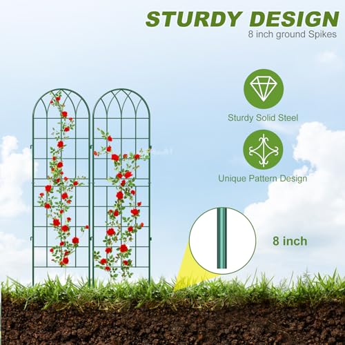 DoCred 4 Pack Garden Trellis for Climbing Plants, 59 Inch Metal Trellis - color: Green, size: 59''H x 16''W/4 Pack