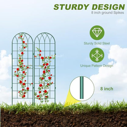 DoCred 4 Pack Garden Trellis for Climbing Plants, 59 Inch Metal Trellis - color: Green, size: 59''H x 16''W/4 Pack
