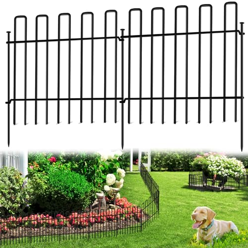 10 Panels No Dig Animal Barrier Fence, 13in(H) x 14ft(L) Garden Edging Border Fencing, Rustproof Metal Stakes Decorative Garden Fence, Dog Digging Defense Fencing Barrier for Outdoor, Yard, Patio - size: 10 Panels, 13in(H) x 14ft(L)