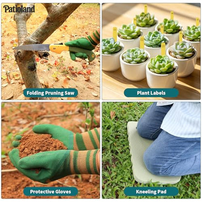 Green Garden Tools Set 26-Piece, Gardening Gifts for Women Men - color: green-26pcs