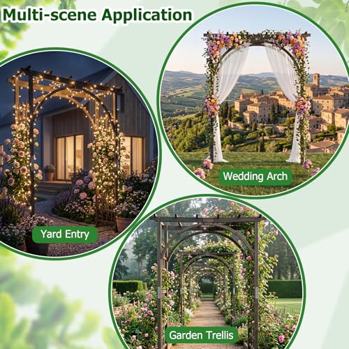 Giantex 85" Wooden Garden Arch Trellis, Wood Flat Top Garden Arbor - color: Dark Brown, size: 63"W x 85"H