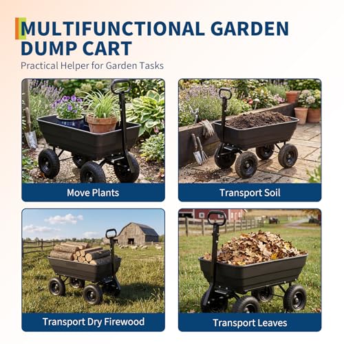 Garvee 1200Lb Garden Dump Cart, Heavy Duty All-Terrain Utility Wagon - color: Black, size: 1200 LBS