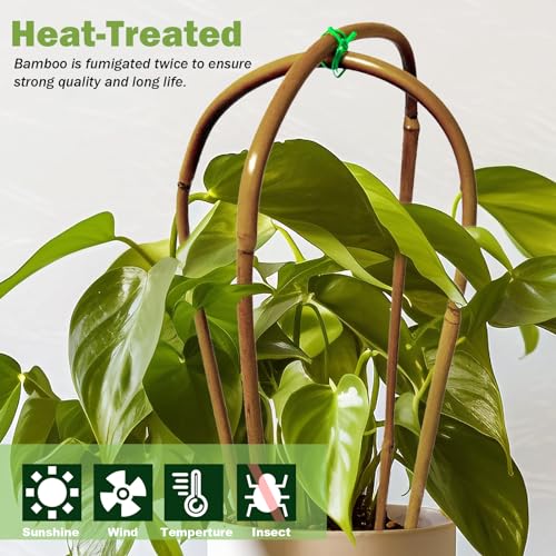 Jollybower Natural U-Hoops Bamboo Plants Trellis 4Ft, Garden Trellis U-Shape for Climbing Plants, Garden Arch Support for Potted Plants, Vines, Ivy Climbing Plants, Flowers-3 Pack - size: U-Shaped 4Ft
