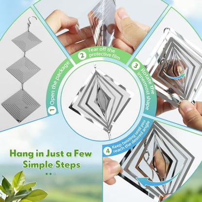 Bird Deterrents for Outside 12 Discs Stainless Steel, 4 Sets