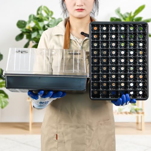3-Pack Seed Starter Trays with 5" Tall Humidity Domes & 54-Cell Deep Trays - size: 3p Trays+Domes+54 Cells