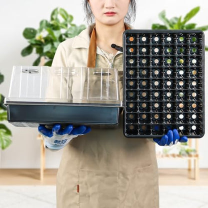 3-Pack Seed Starter Trays with 5" Tall Humidity Domes & 54-Cell Deep Trays - size: 3p Trays+Domes+54 Cells