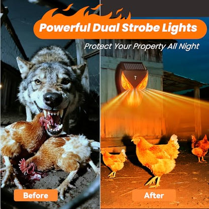 Solar Nocturnal Animal Repellent Outdoor, Waterproof Coyote Deterrent Devices with Predator Lights, Deer Repellent Devices - Repel Skunk Raccoon Opossum Fox Owl Hawk for Yard Garden Farm Chicken Coop