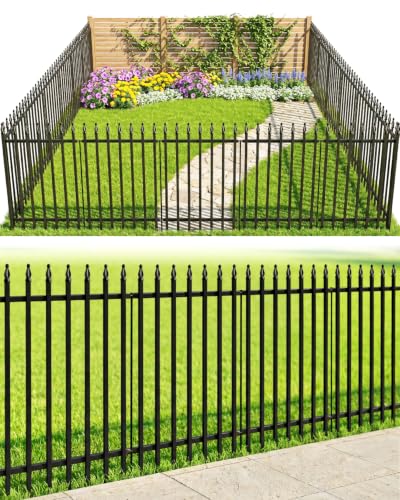 ARIFARO 5 Panel Metal Garden Fence 32" H x 24" W, Decorative Garden Fence - size: 32" high x 24" Wide
