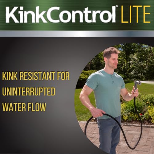 Kink Control Lite, Doesn’t Expand or Burst, Extremely Light Weight, Garden Hose, Water Hose with Superior UV Resistance, Ergonomic Grip, High Burst Strength,Kink Resistance, 100 Ft - size: 5/8" x 100 ft, style: Fabric Jacket
