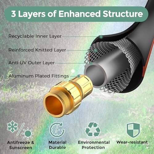 Giraffe Hybrid Garden Hose 5/8" x 25ft, Custom Length, NO Kink, Flexible, Leakproof Hose with Male to Female Fittings, 600 Burst PSI (Pack of 2) - size: 25FT Male Female (Pack of 2)