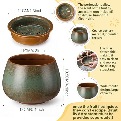 1 Pack Ceramic Fruit Fly Traps Reusable, Reactive Glaze, Patina Green - color: Patina Green, size: Reactive Glaze