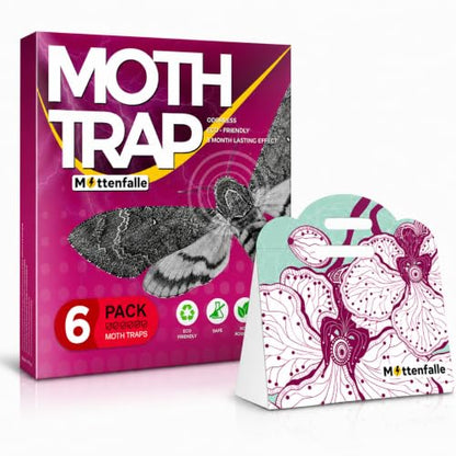 Mottenfalle Clothes Moth Traps, 6-Pack – Premium Pheromone Sticky Traps for Closets, Wool Clothing, Carpets & Home Fabrics – Odorless, Non-Toxic & Eco-Friendly Protection (Table-Top) - size: Table-Top