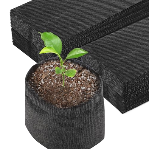 Black Plant Grow Bags, Pack of 100 7.5x7.5 Breathable Non-Woven Fabric Grow Bags for Planting Seedling Pots 1 Gallon Plant Pots - color: Black, size: 7.5"x7.5"/Pack of 100