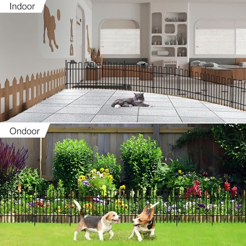26 Panels No Dig Animal Barrier Fence, 13in(H) x 37ft(L) Garden Edging Border Fencing, Rustproof Metal Stakes Decorative Garden Fence, Dog Digging Defense Fencing Barrier for Outdoor, Yard, Patio - size: 26 Panels, 13in(H) x 37ft(L)