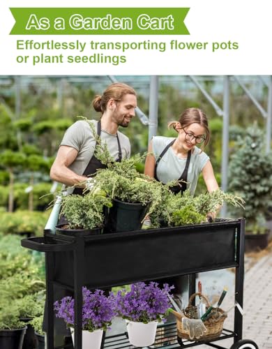 Raised Garden Bed with Legs Outdoor Elevated Planter Box with Wheel