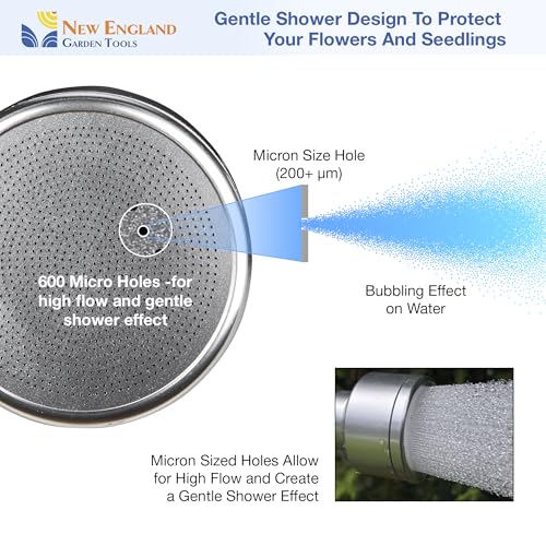 30 Inch Soft Rain Watering Wand 600003, Gentle Shower Spray, Heavy Duty Lightweight Metal Build, Comfort Grip, Flow Control Shut Off Valve, for Plants, Yards, Cars & Pets, by New England Garden Tools - size: 30 Inch - Soft Rain