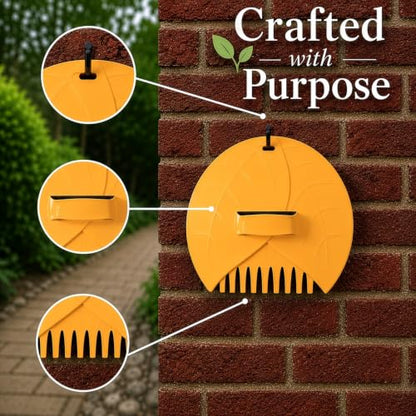 Gardenised Pair of Leaf Scoops Plastic Hand Rake for Yard Cleanup, Yellow - style: Yellow