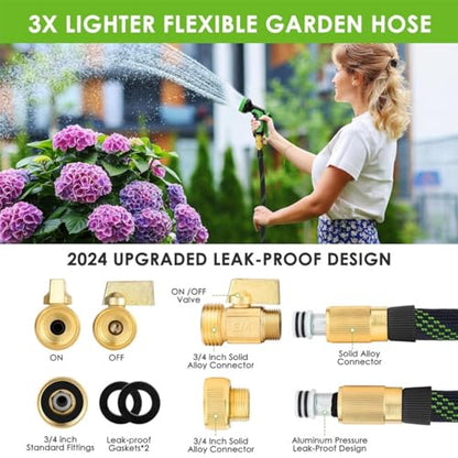 Upgraded 50FT Expanding Garden Hose with 10 Pattern Spray Nozzle