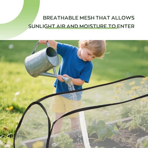 Pop Up Raised Garden Bed Cover -45''x22''x18'' Instant Plant Protection Against Bird, Pests & Squirrel，Plant Net Cover for Raised Bed with Zipper Door for Protecting Vegetable Row
