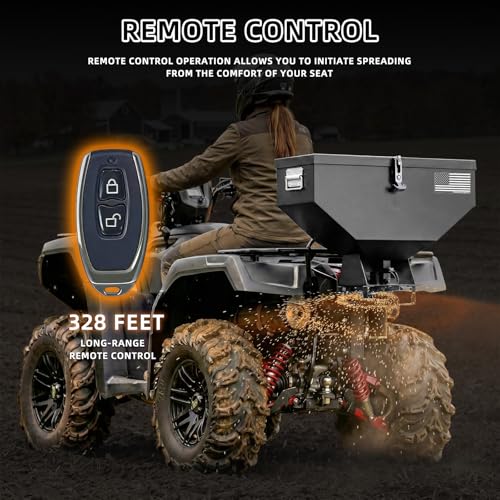 200lb ATV Seed Spreader, 12V Adjustable Fertilizer Spreader